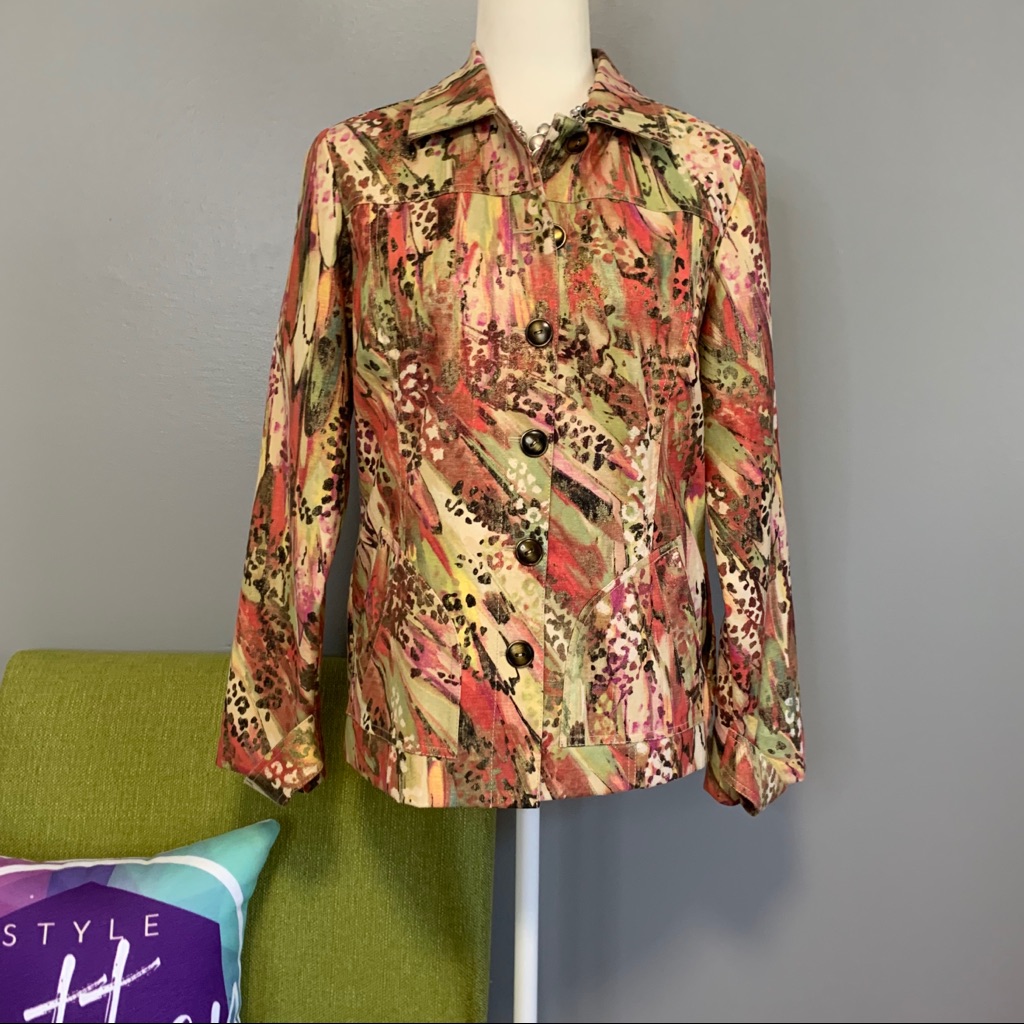 Chico’s Multicolored Button Jacket 0